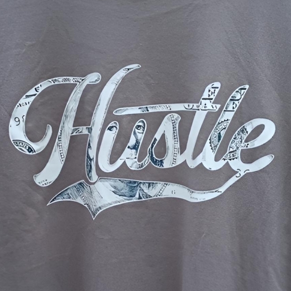 🆕️"HUSTLE" GRAY T'SHIRT WITH MONEY LOGO GRAPHICS/WOMENS XL - Picture 6 of 14